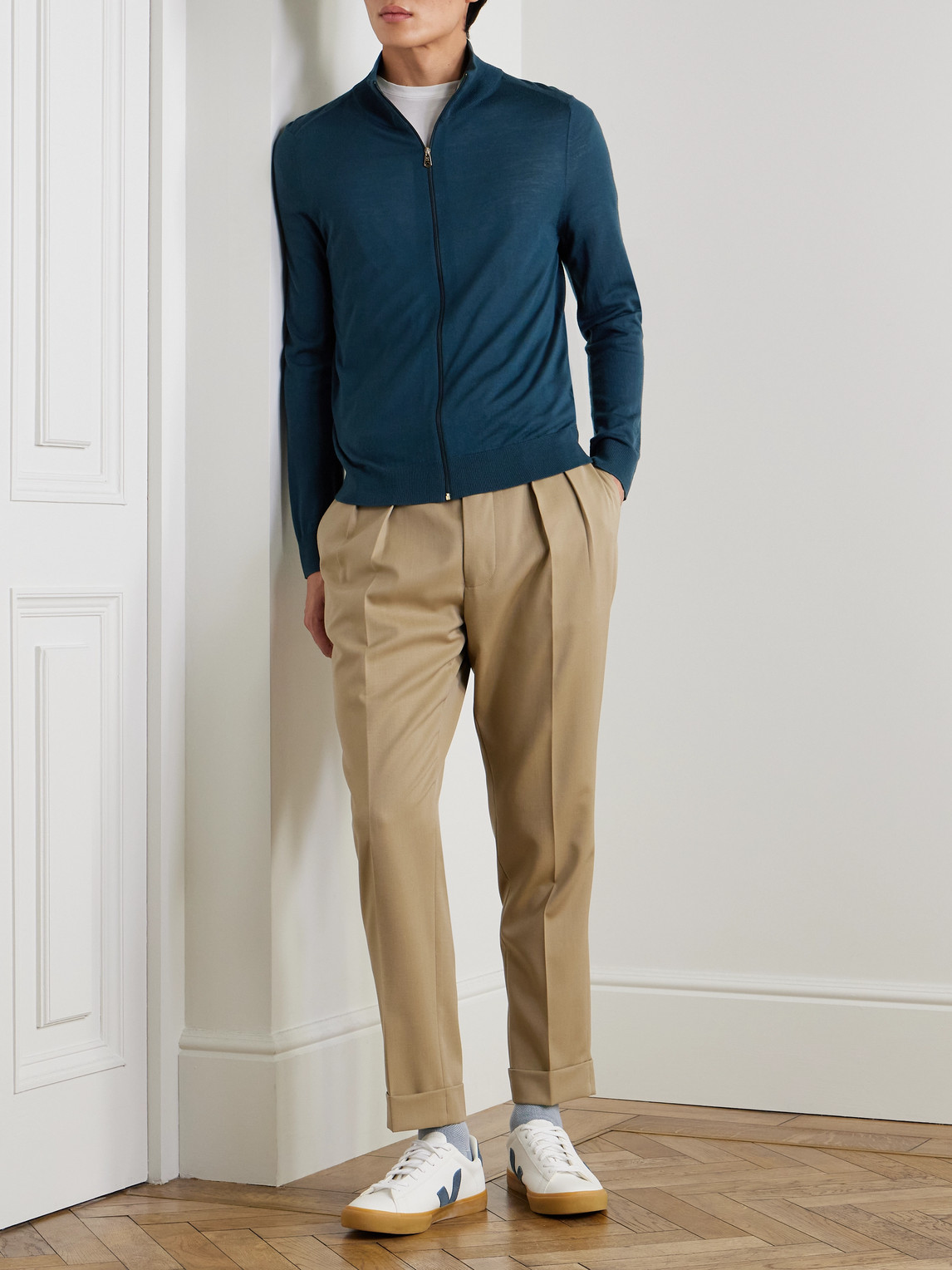 PAUL SMITH MERINO WOOL ZIP-UP SWEATER