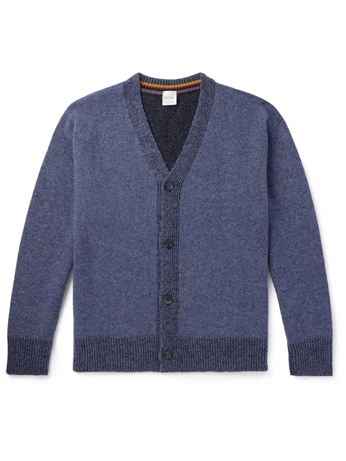 Paul Smith Ribbed Wool Cardigan In Blue