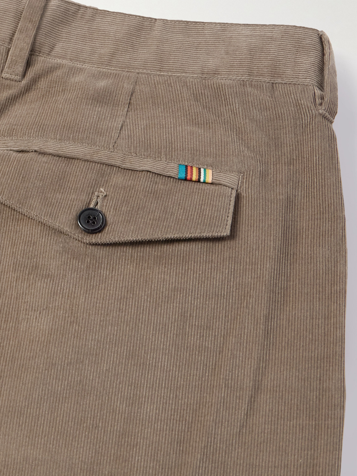 Shop Paul Smith Tapered Pleated Cotton-corduroy Trousers In Brown