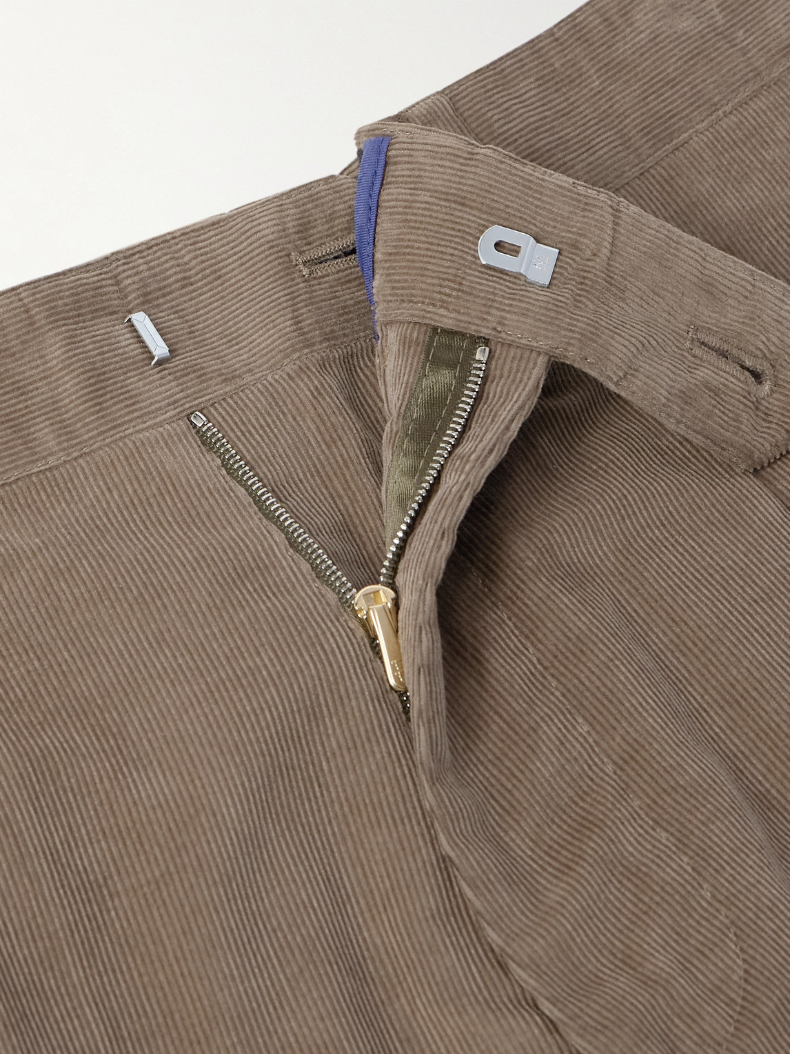 PAUL SMITH TAPERED PLEATED COTTON-CORDUROY TROUSERS