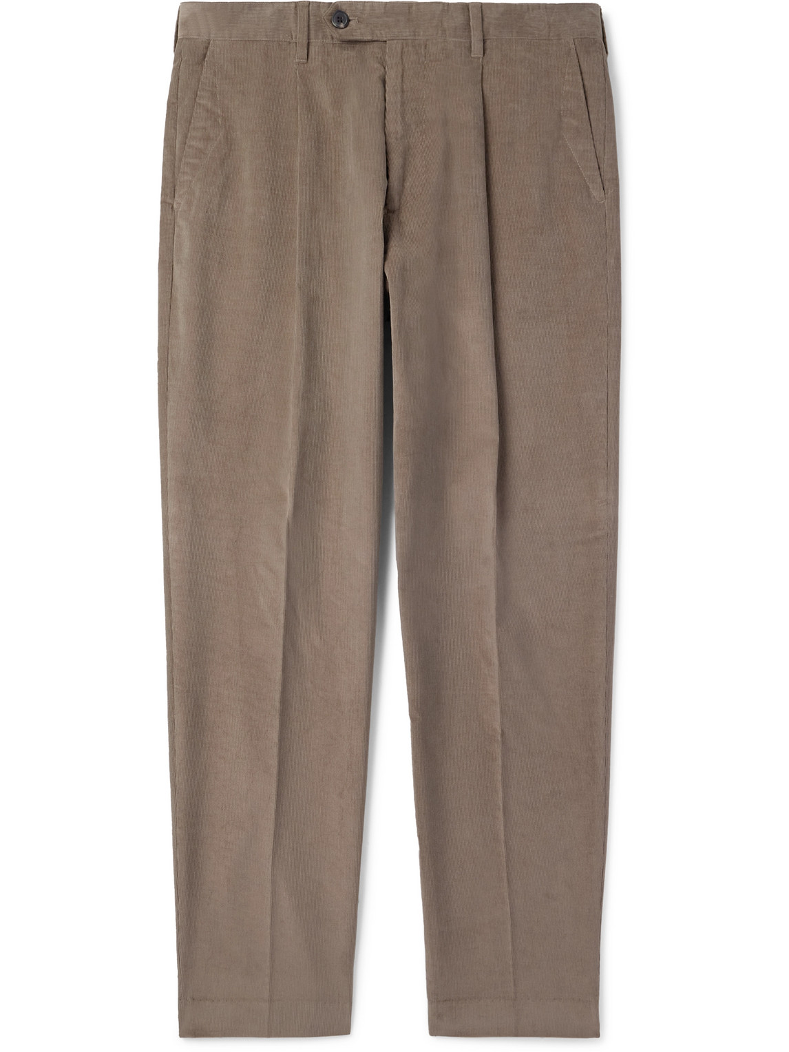 PAUL SMITH TAPERED PLEATED COTTON-CORDUROY TROUSERS
