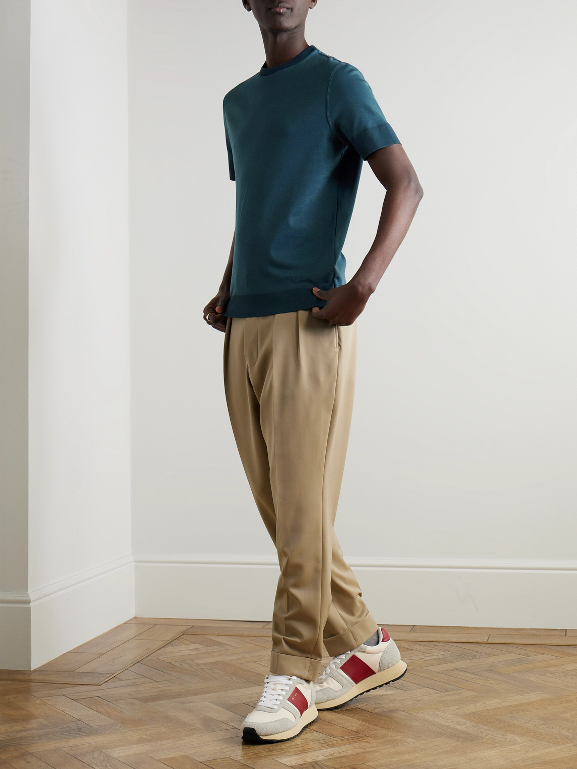 PAUL SMITH LOGO-EMBROIDERED LYOCELL-BLEND T-SHIRT