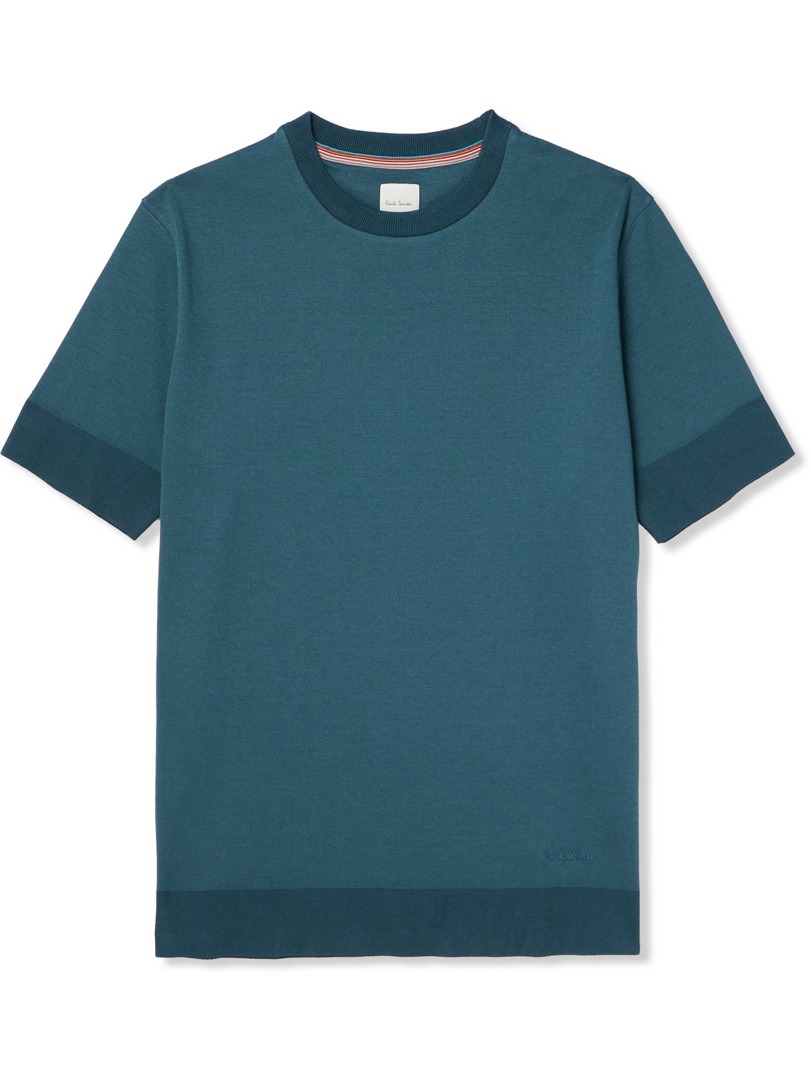 Paul Smith Logo-embroidered Lyocell-blend T-shirt In Blue