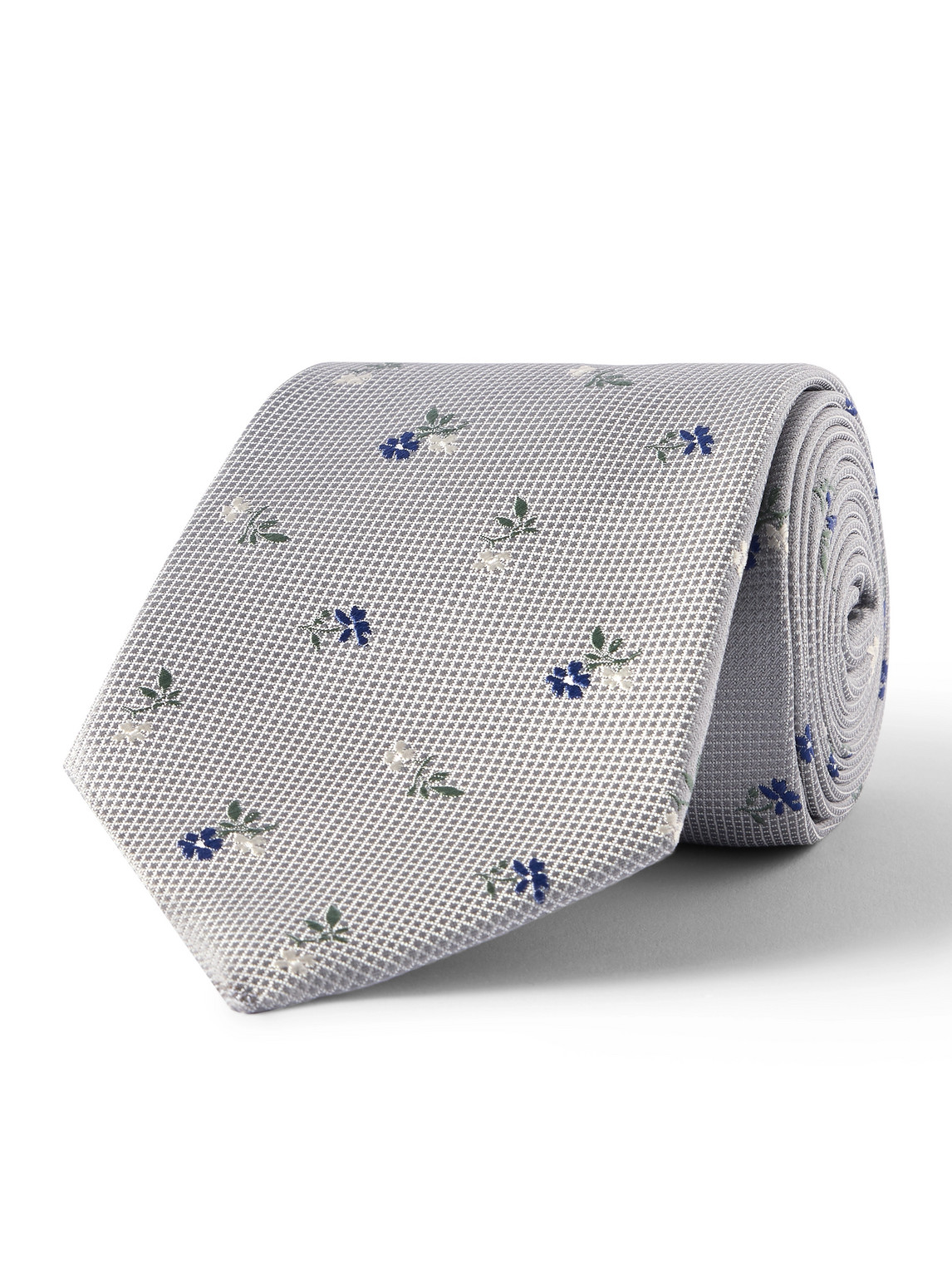 Paul Smith 8cm Embroidered Silk-jacquard Tie In Gray