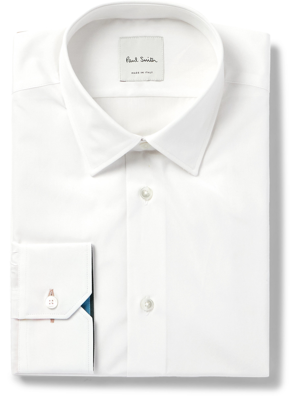 Paul Smith Slim-fit Cutaway-collar Cotton-poplin Shirt In White