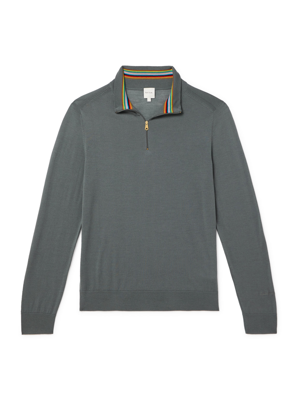 Paul Smith Merino Wool Half-zip Sweater In Green
