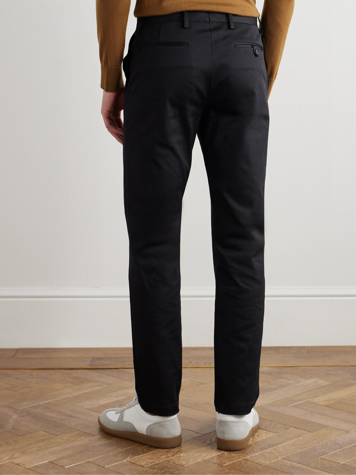 Shop Paul Smith Slim-fit Straight-leg Stretch-cotton Twill Trousers In Black