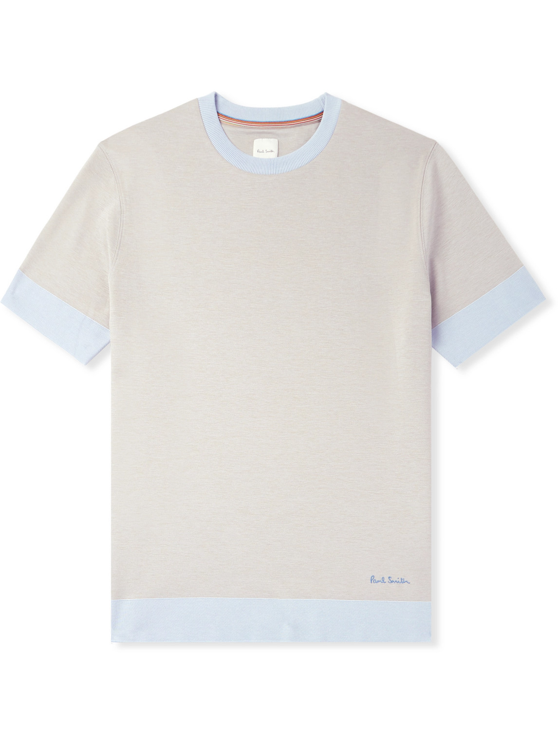 Paul Smith Two-tone Lyocell-blend Jersey T-shirt In Gray