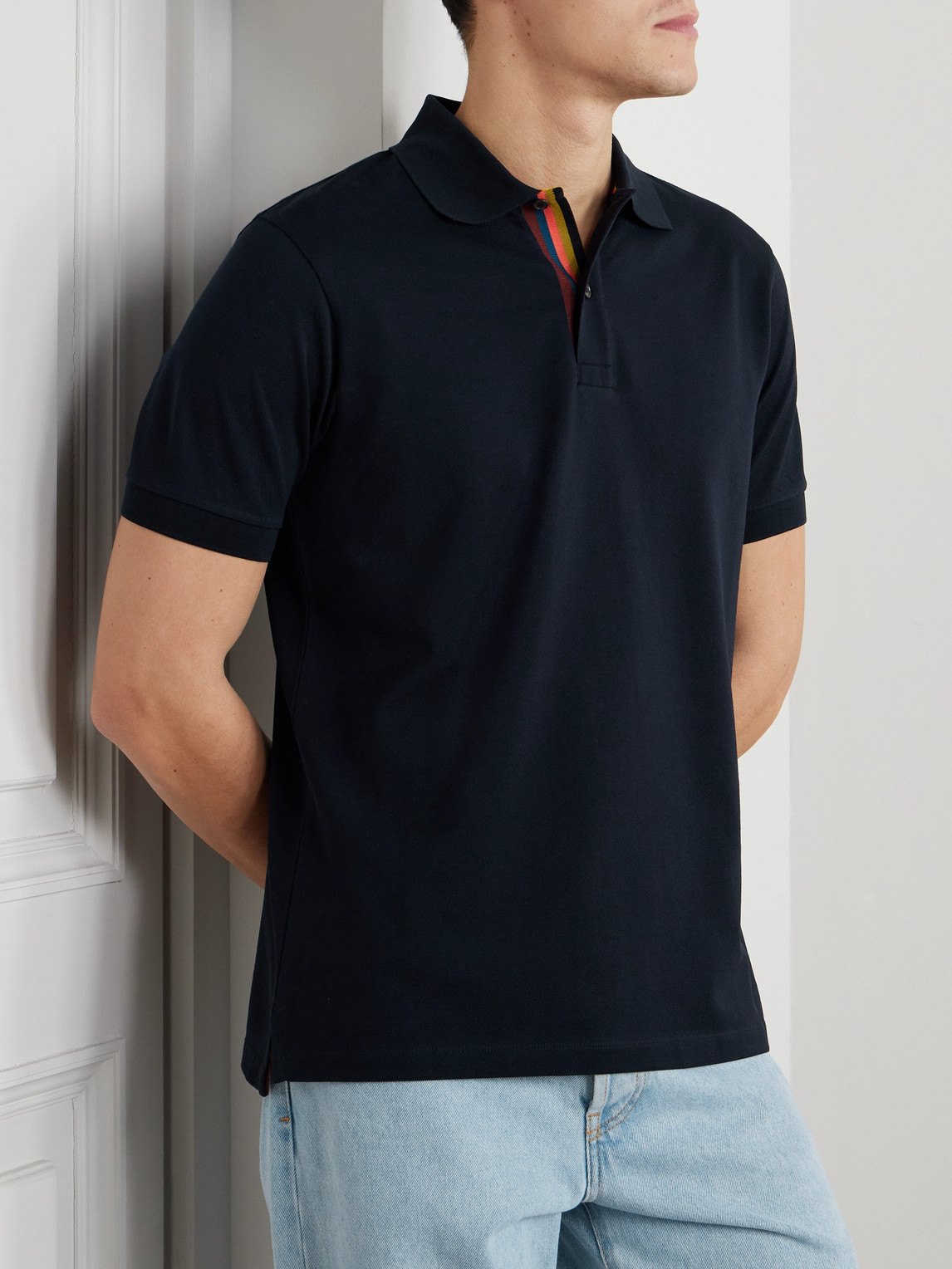 Shop Paul Smith Cotton-piqué Polo Shirt In Blue