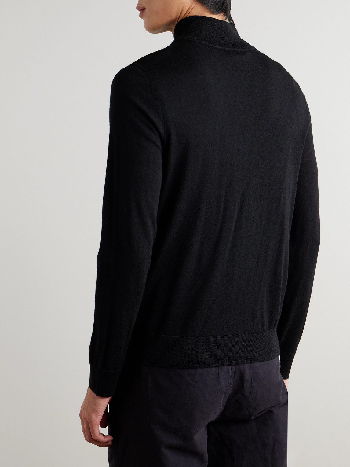 Shop Paul Smith Merino Wool Zip-through Sweater In Black