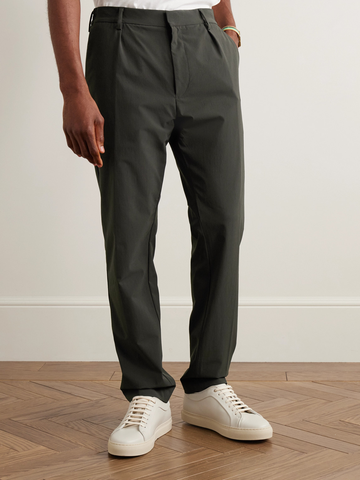 PAUL SMITH SLIM-FIT STRAIGHT-LEG PLEATED STRETCH RECYCLED-NYLON TROUSERS