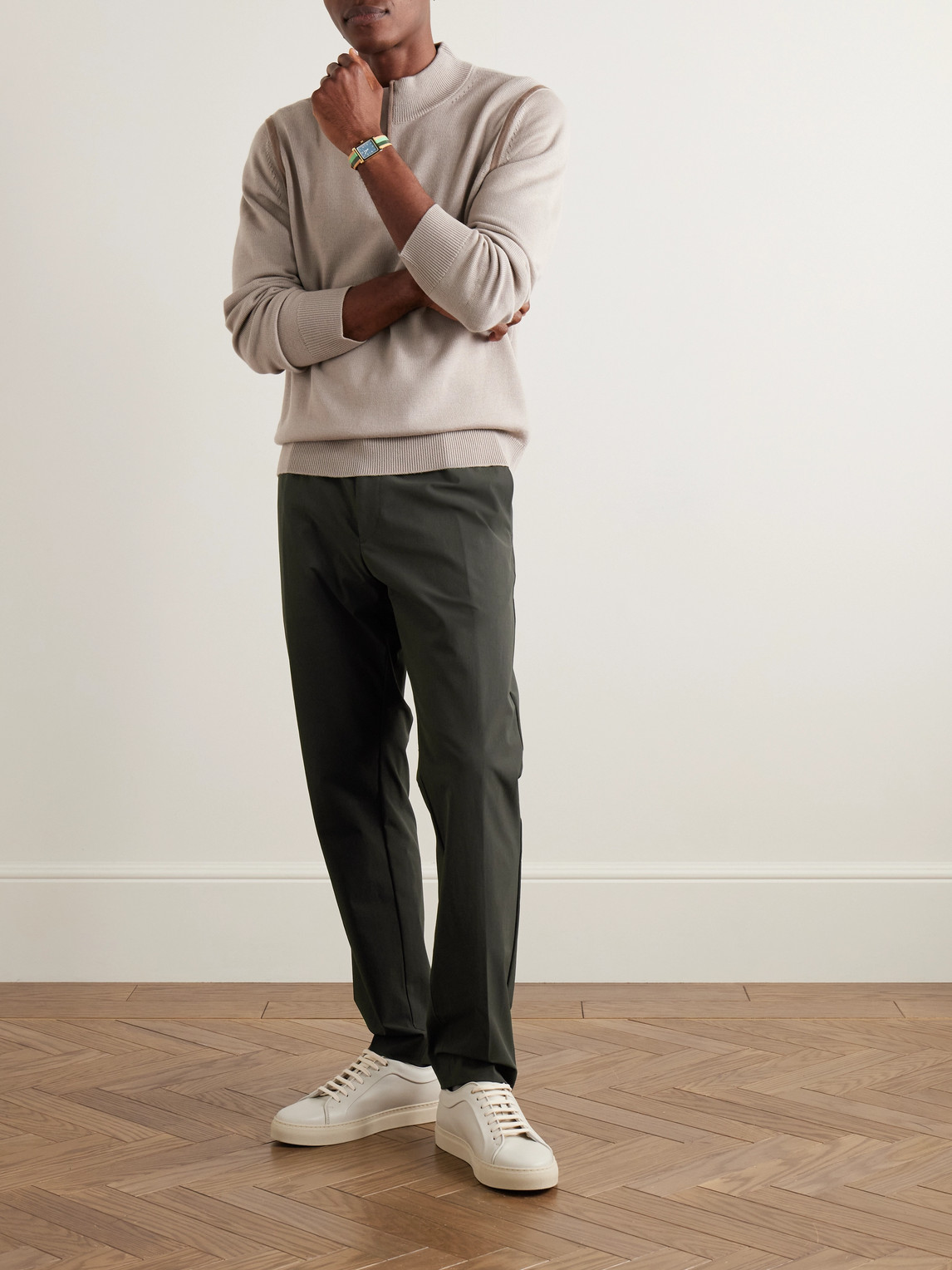 PAUL SMITH SLIM-FIT STRAIGHT-LEG PLEATED STRETCH RECYCLED-NYLON TROUSERS