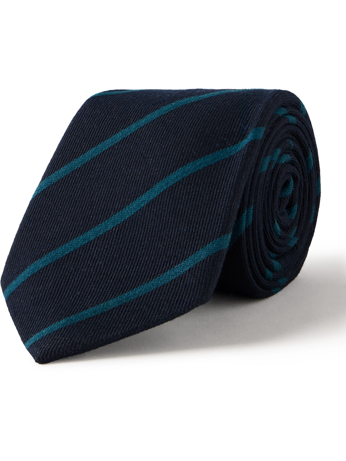 Paul Smith 8cm Striped Wool And Silk-blend Twill Tie In Blue