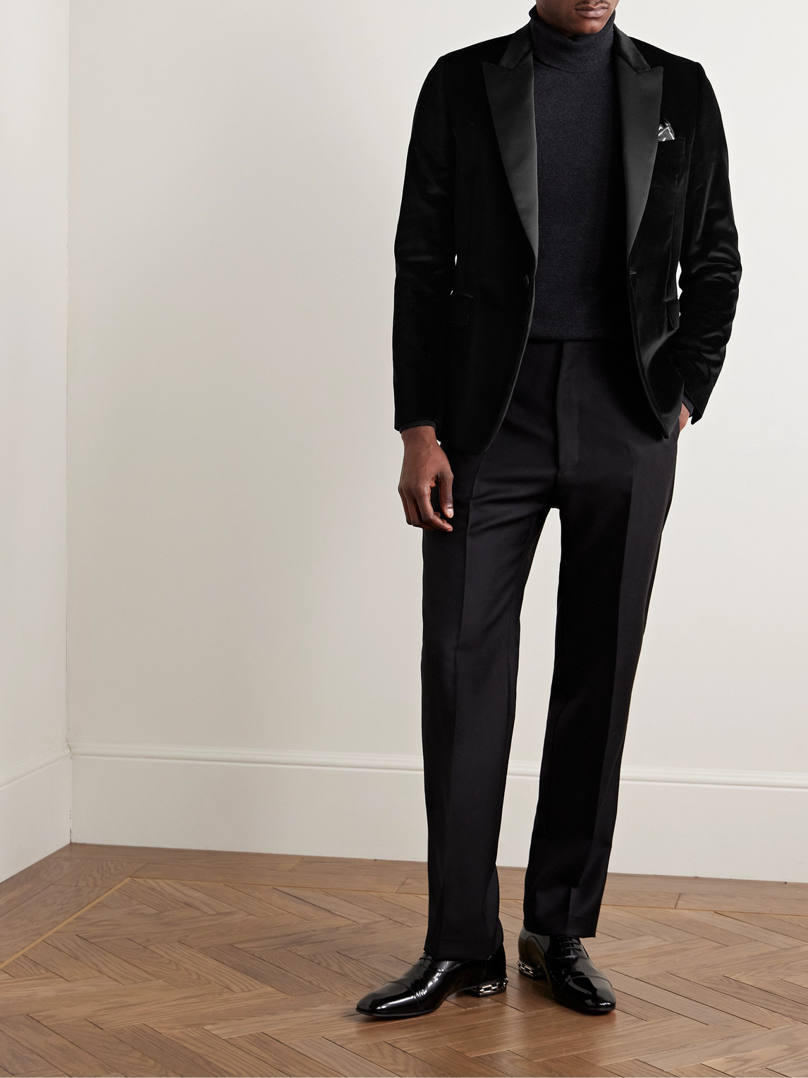 PAUL SMITH SLIM-FIT SATIN-TRIMMED COTTON-VELVET TUXEDO JACKET