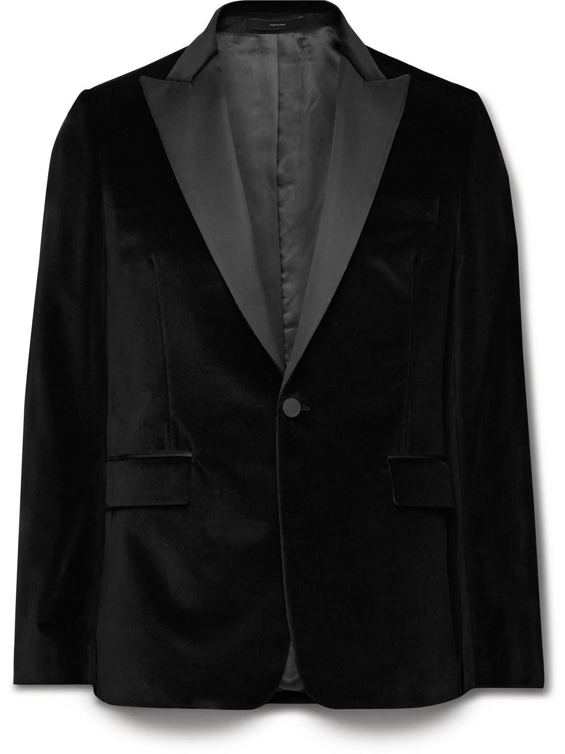Paul Smith Slim-fit Satin-trimmed Cotton-velvet Tuxedo Jacket In Black