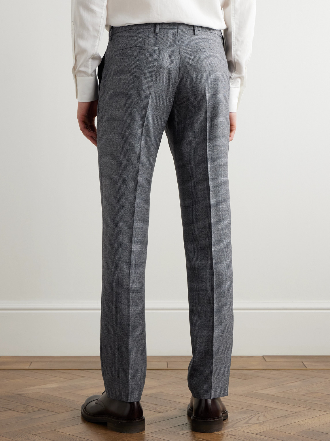 Shop Paul Smith Straight-leg Prince Of Wales Checked Wool Suit Trousers In Gray