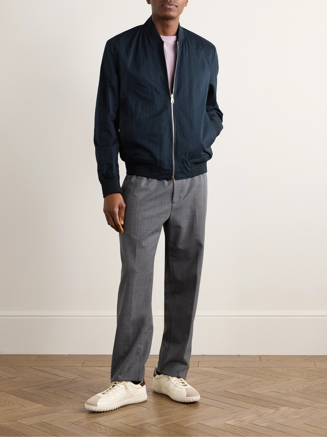 PAUL SMITH REVERSIBLE COATED NYLON-BLEND BOMBER JACKET