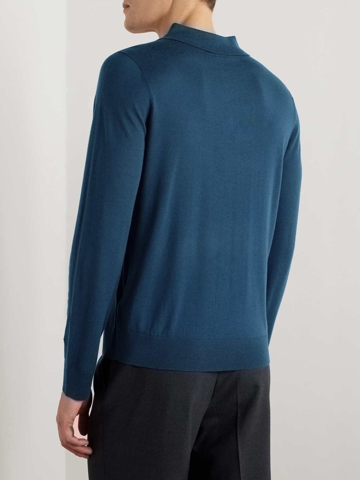 PAUL SMITH LOGO-EMBROIDERED WOOL POLO SHIRT