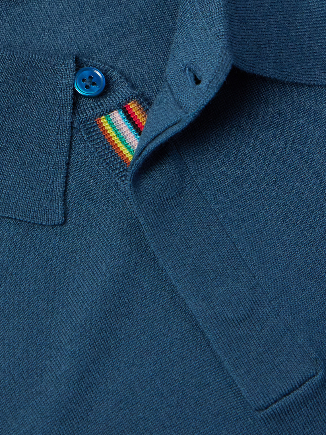 PAUL SMITH LOGO-EMBROIDERED WOOL POLO SHIRT