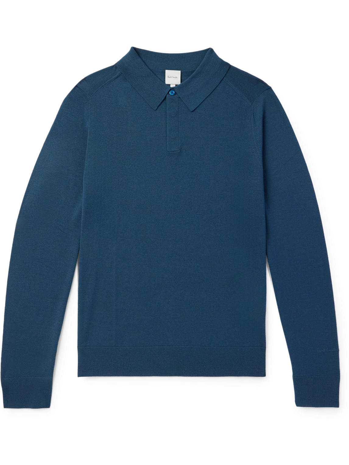 PAUL SMITH LOGO-EMBROIDERED WOOL POLO SHIRT