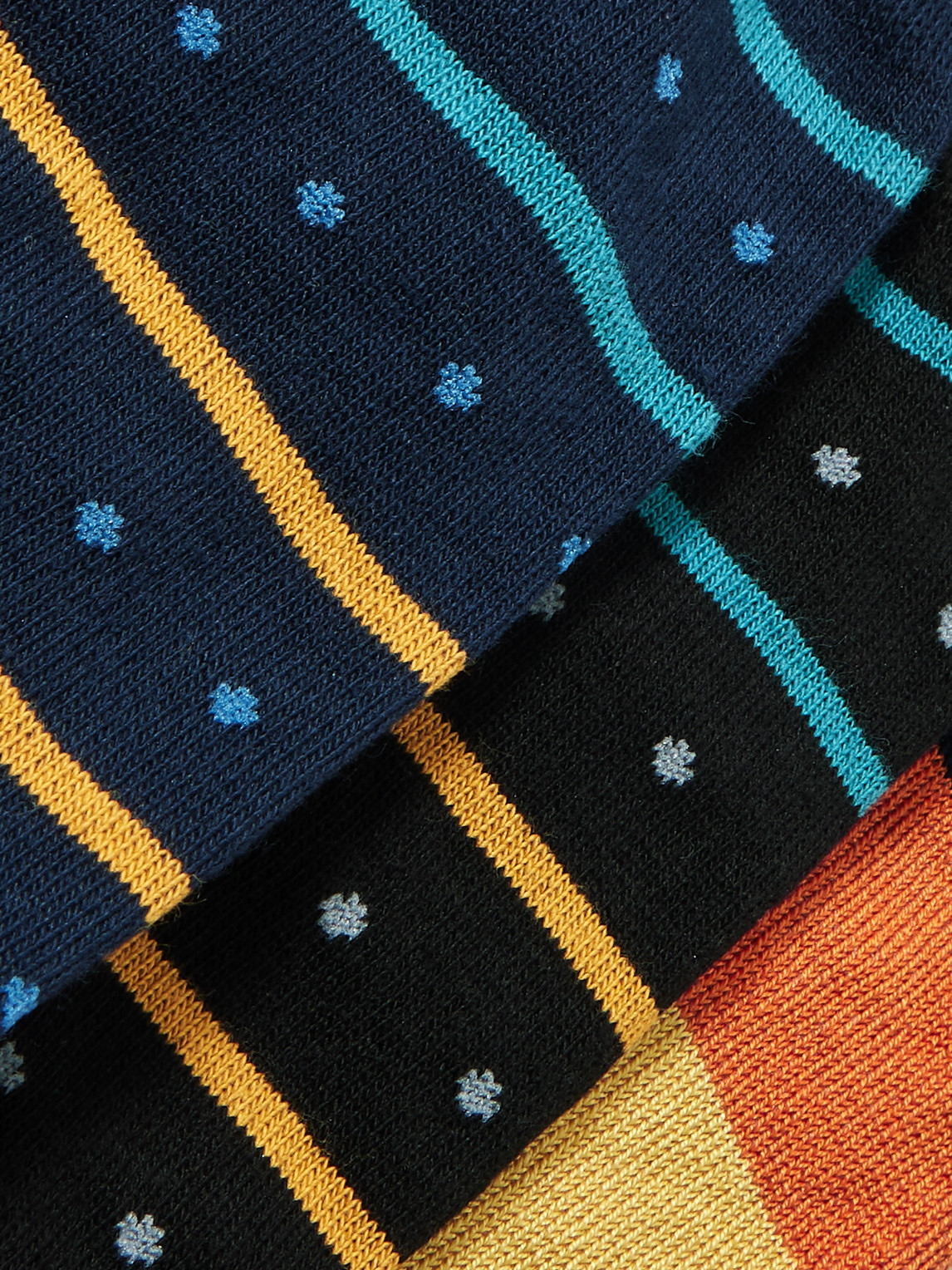 PAUL SMITH THREE-PACK STRIPED RIBBED STRETCH COTTON-BLEND SOCKS