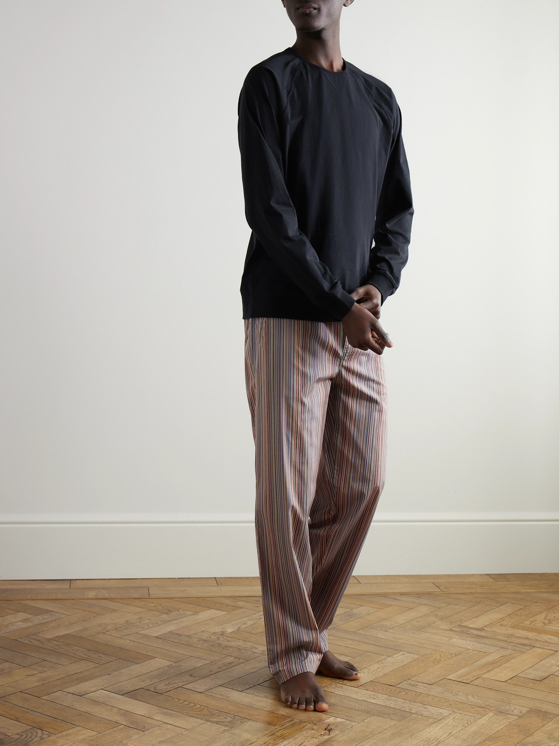 Shop Paul Smith Logo-appliquéd Cotton-jersey Pyjama Top In Black