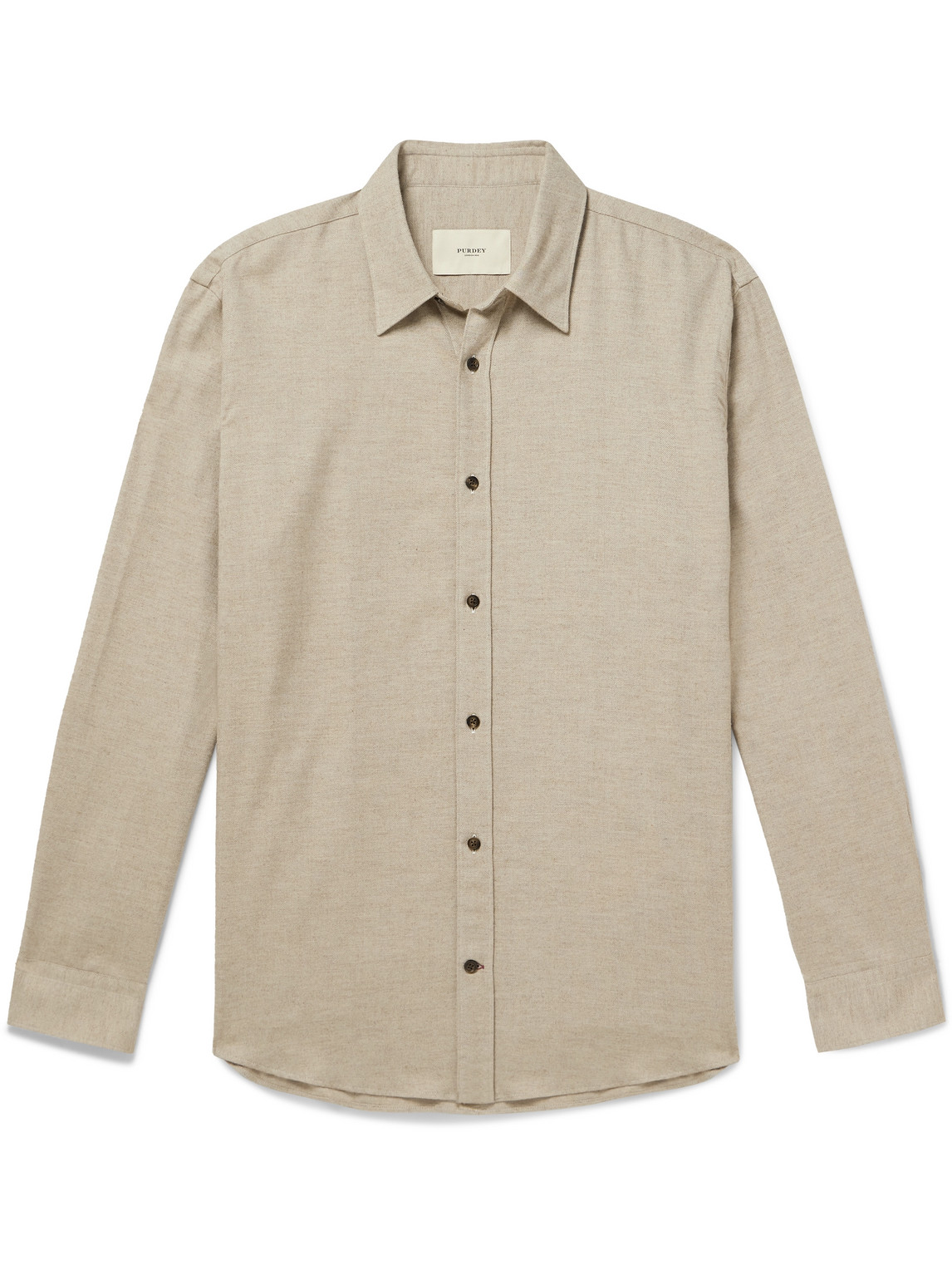 Purdey Herringbone Cotton-flannel Shirt In Neutrals