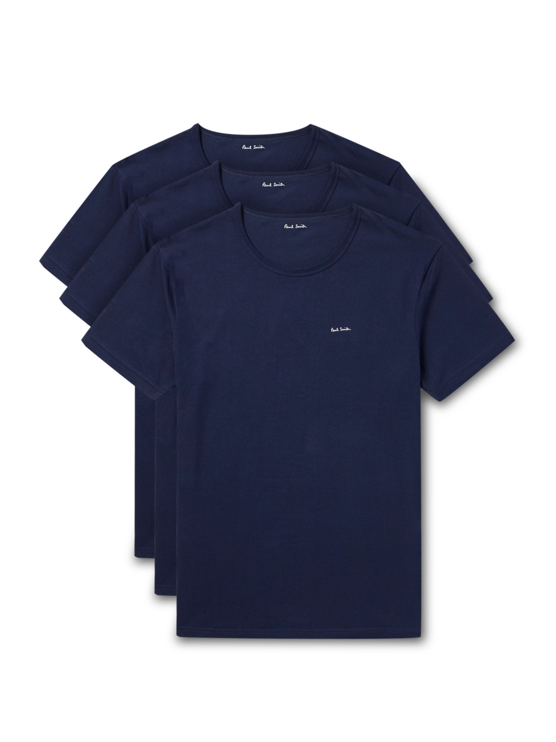 Paul Smith Three-pack Logo-print Cotton-jersey T-shirts In Blue