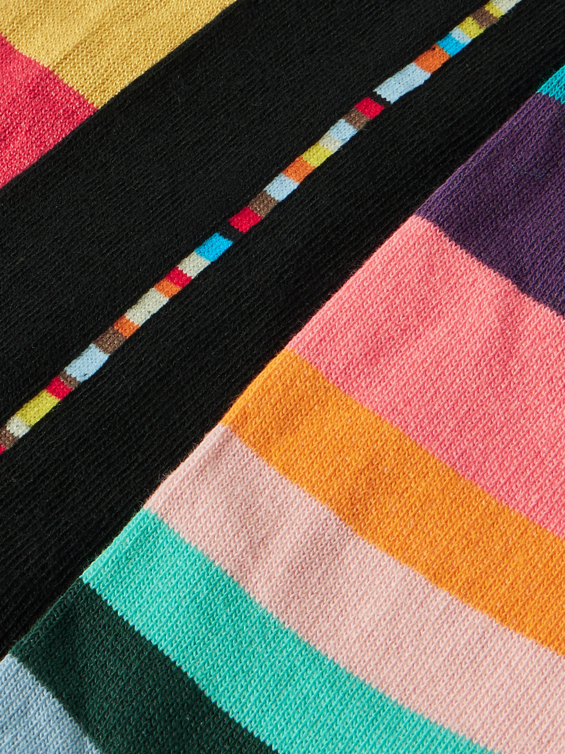 PAUL SMITH SIX-PACK STRIPED RIBBED STRETCH COTTON-BLEND SOCKS