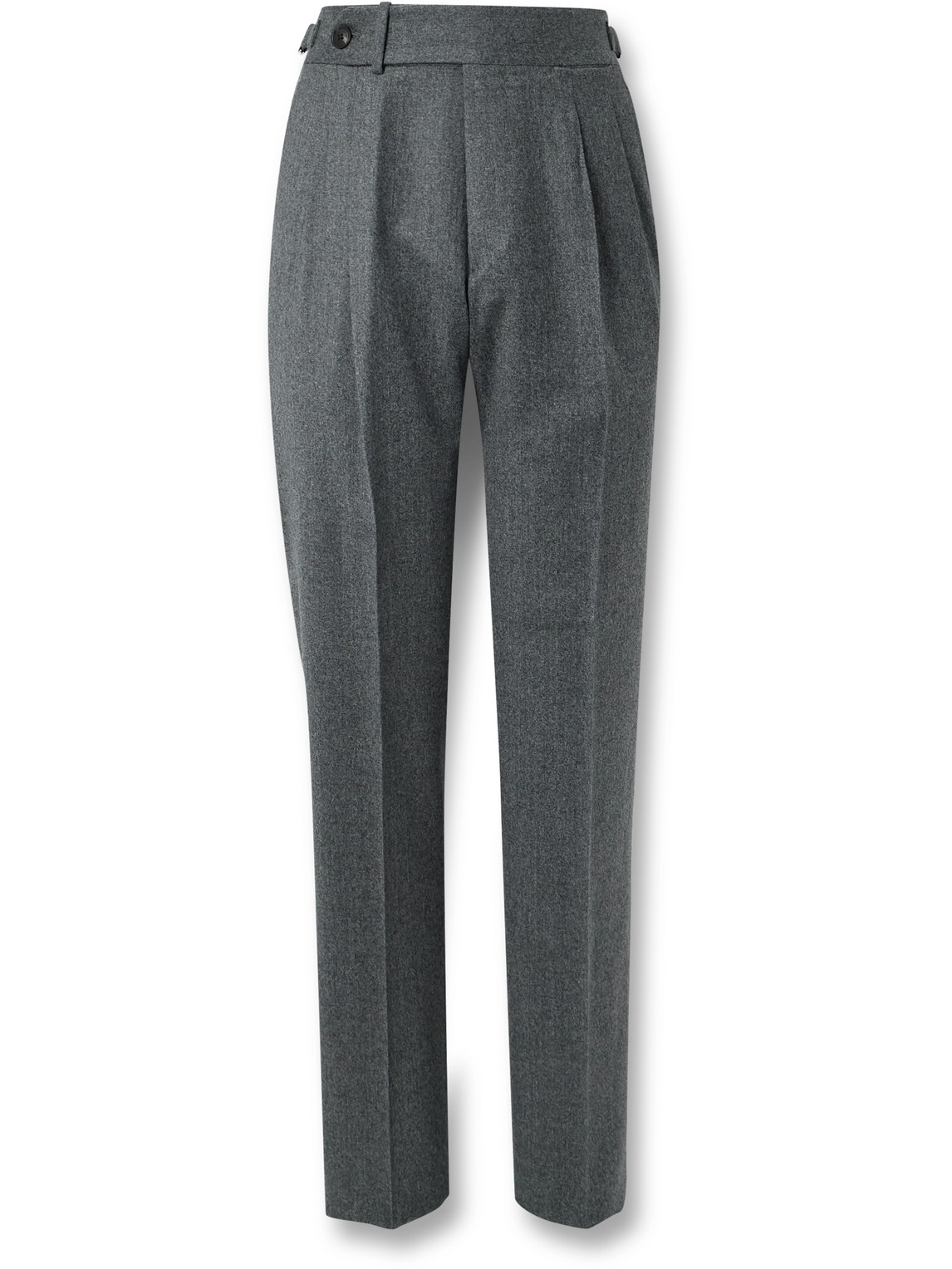 Purdey Straight-leg Pleated Wool-flannel Trousers In Gray