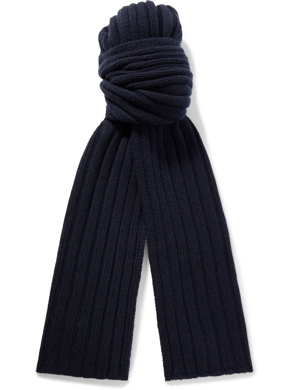 Purdey Ribbed Cashmere Scarf In Blue