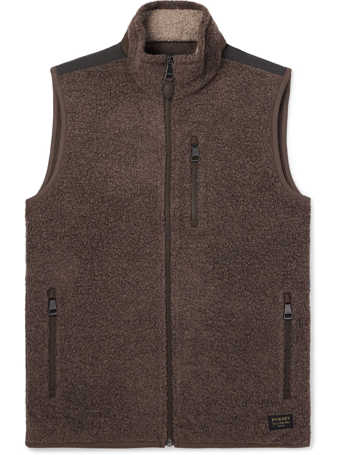Purdey Shell-trimmed Bouclé Gilet In Brown