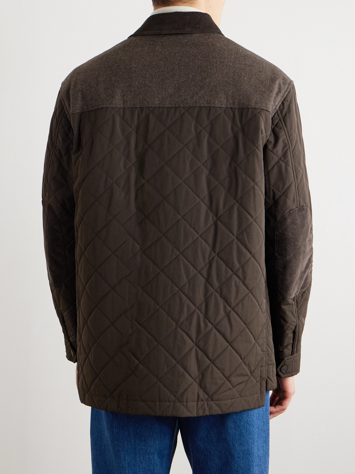 Purdey Winchester Corduroy And Knit-trimmed Quilted Padded Shell Jacket In Brown