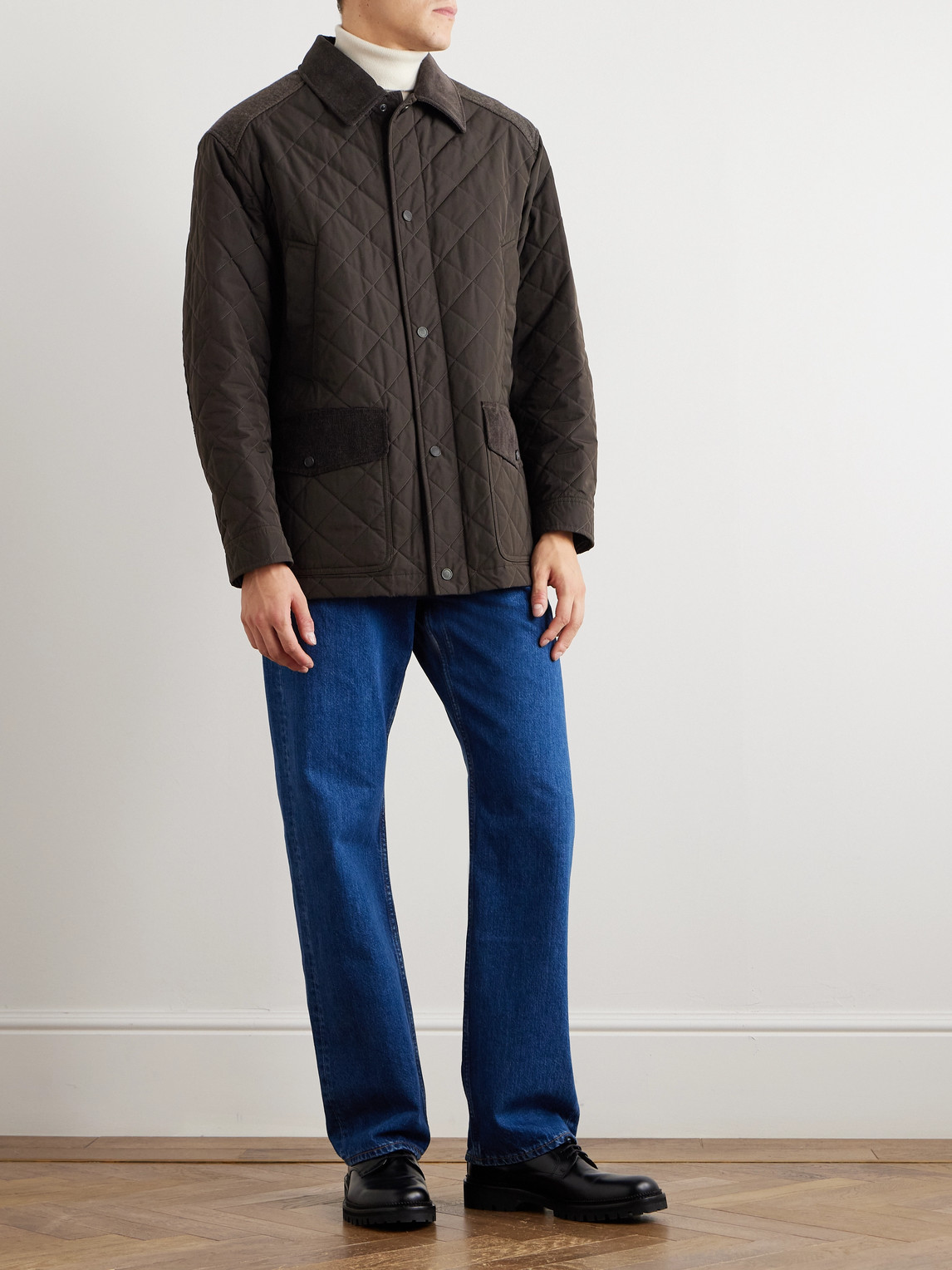 Purdey Winchester Corduroy And Knit-trimmed Quilted Padded Shell Jacket In Brown