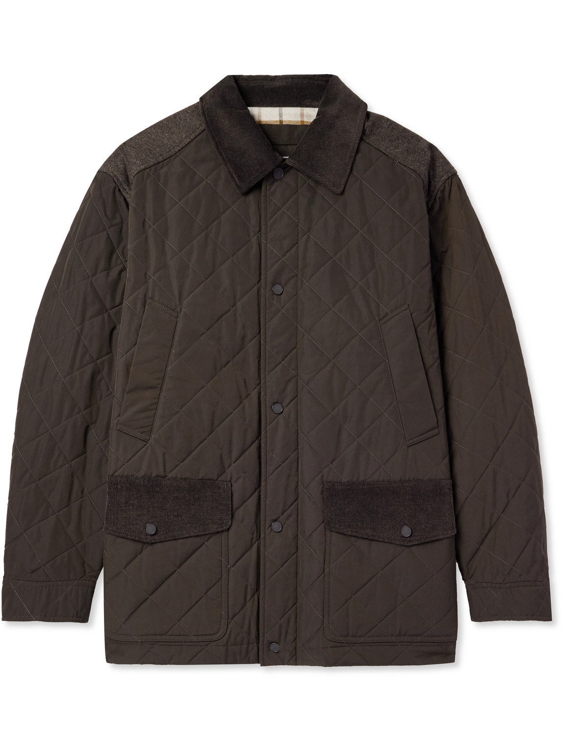 Purdey Winchester Corduroy And Knit-trimmed Quilted Padded Shell Jacket In Brown