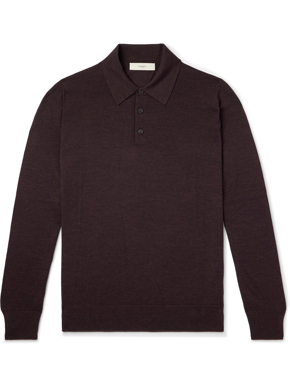 Purdey Logo-embroidered Wool Polo Shirt In Brown