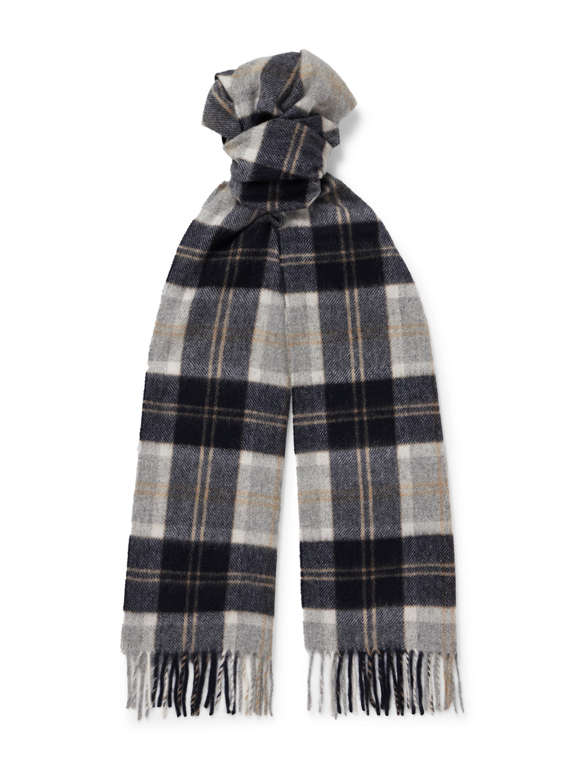 Purdey Fringed Checked Cashmere Scarf In Multi