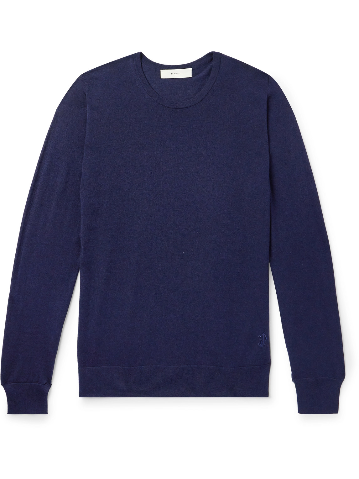 Purdey Logo-embroidered Merino Wool Jumper In Blue