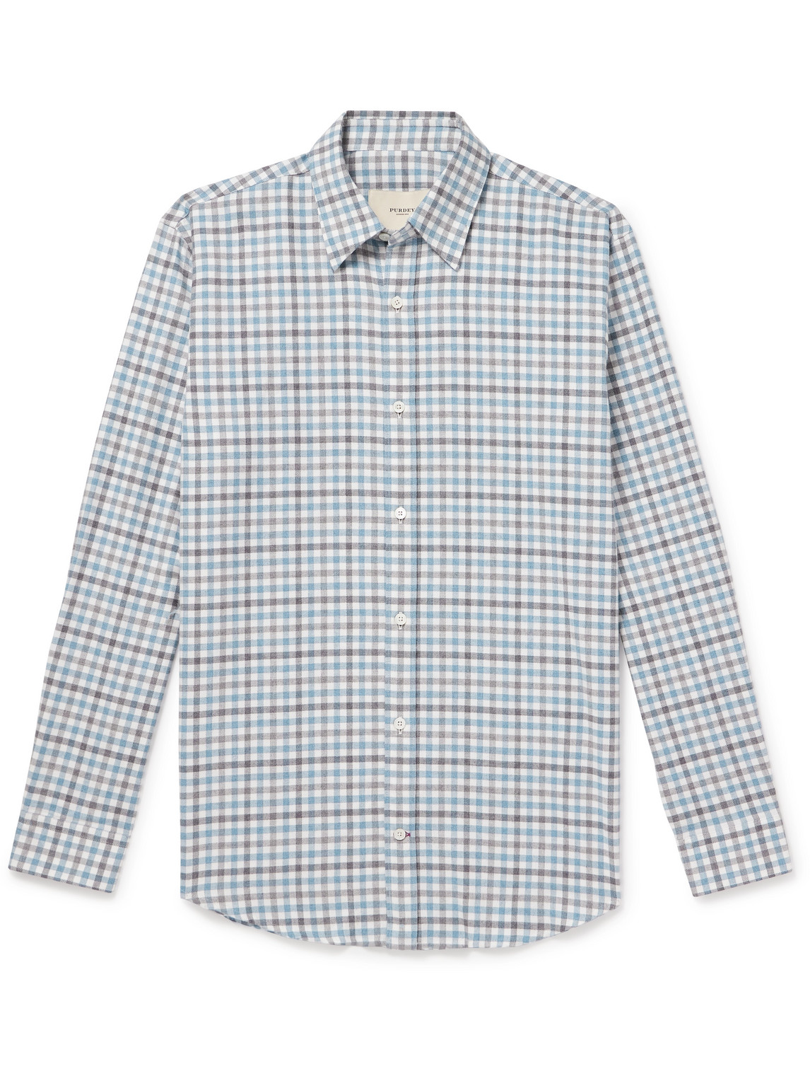 Purdey Checked Cotton-flannel Shirt In Blue