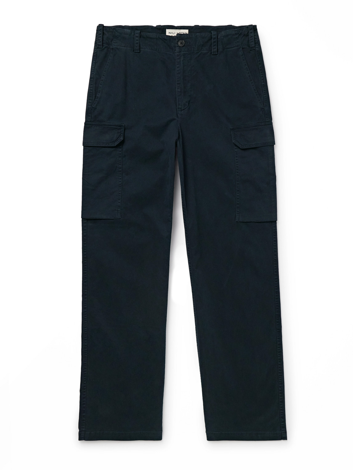Nili Lotan Friedman Straight-leg Cotton-blend Twill Cargo Trousers In Blue