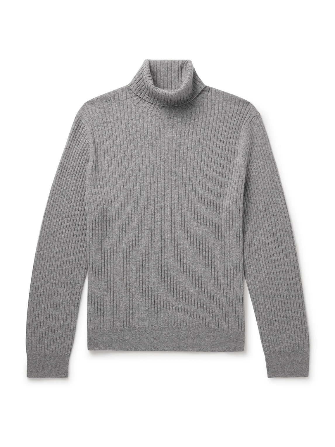 Nili Lotan Cole Slim-fit Ribbed Cashmere Rollneck Sweater In Gray