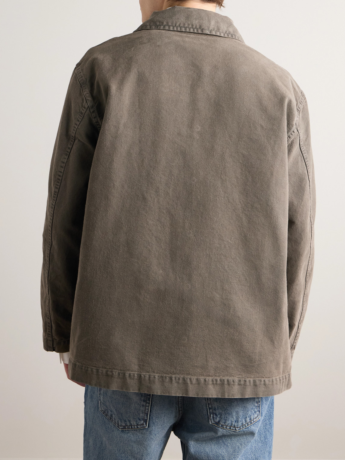 Nili Lotan Harold Brushed Cotton-canvas Overshirt In Brown