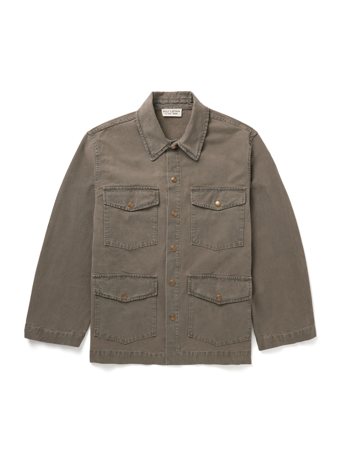 Nili Lotan Harold Brushed Cotton-canvas Overshirt In Brown