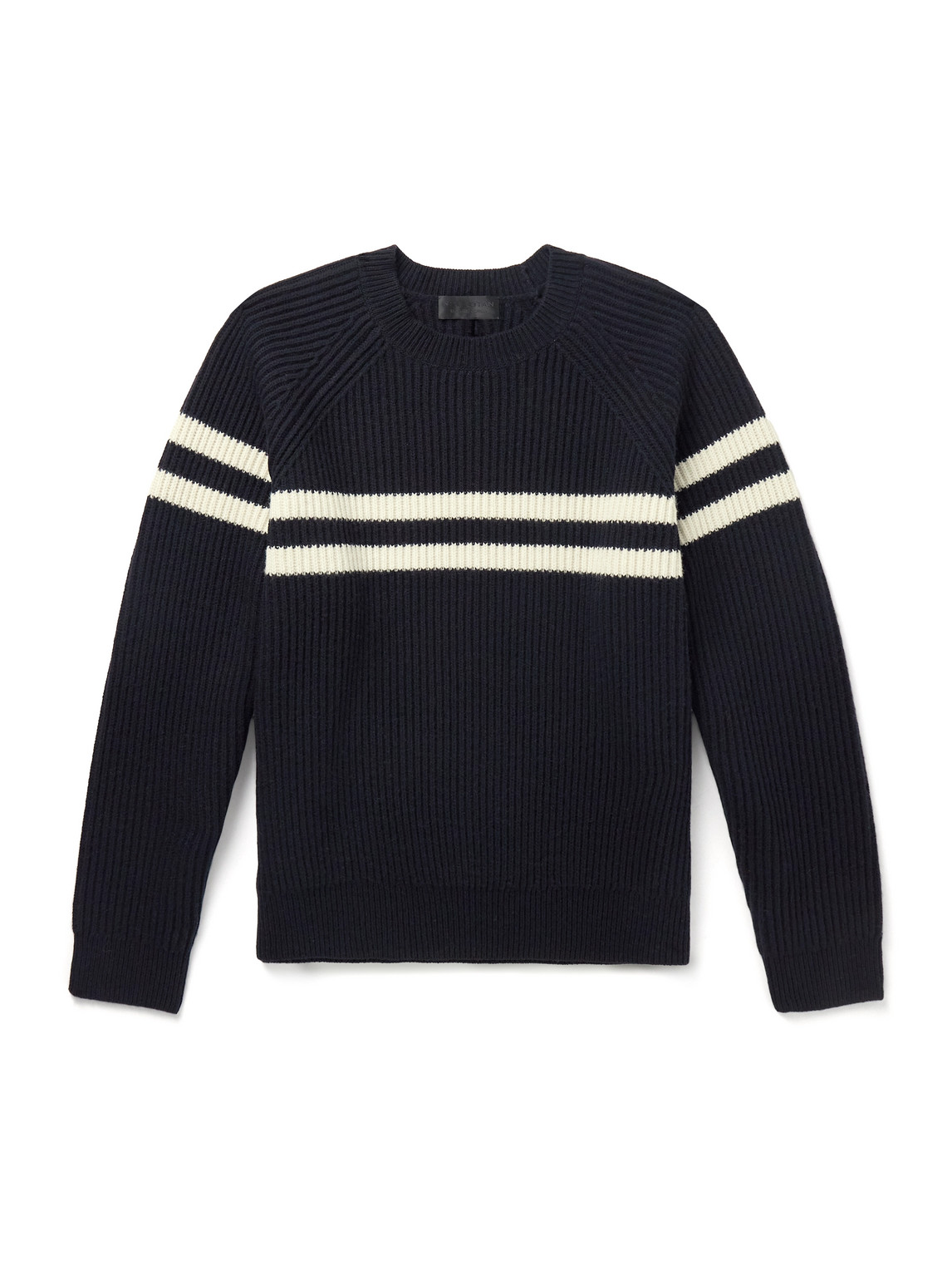 Nili Lotan Darius Striped Ribbed Cashmere Sweater In Blue
