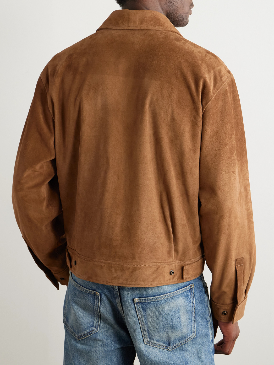 Nili Lotan Majorca Suede Trucker Jacket In Brown