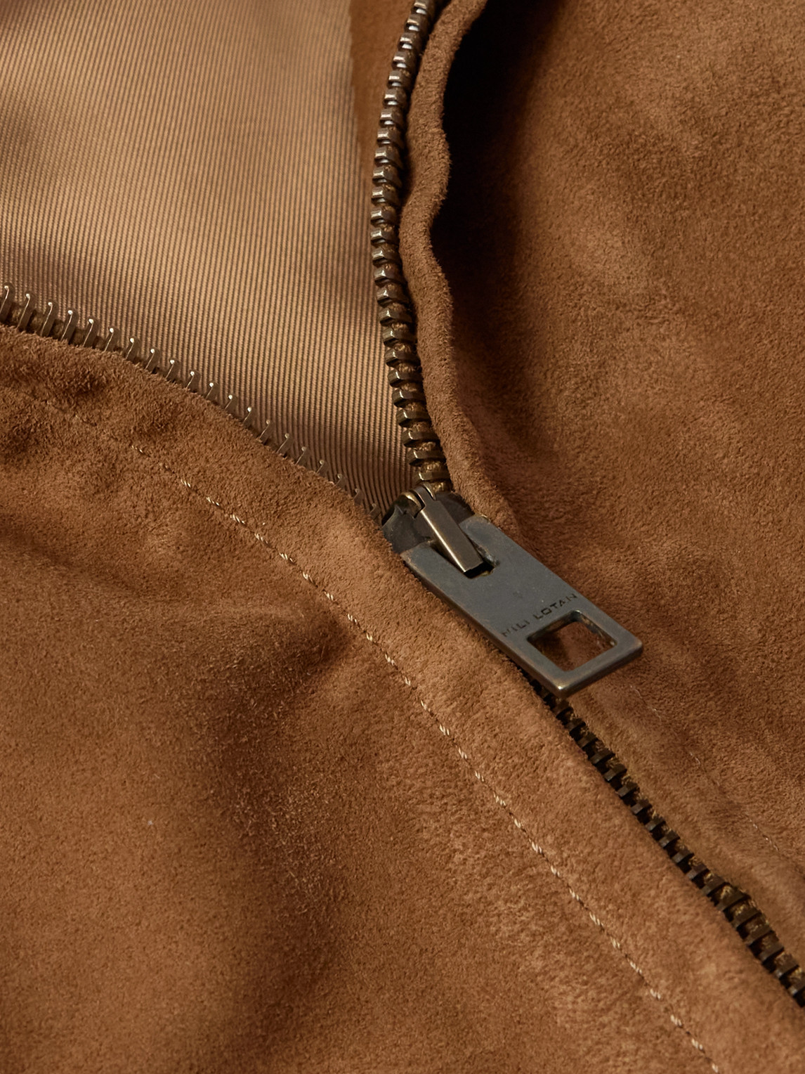 Nili Lotan Majorca Suede Trucker Jacket In Brown