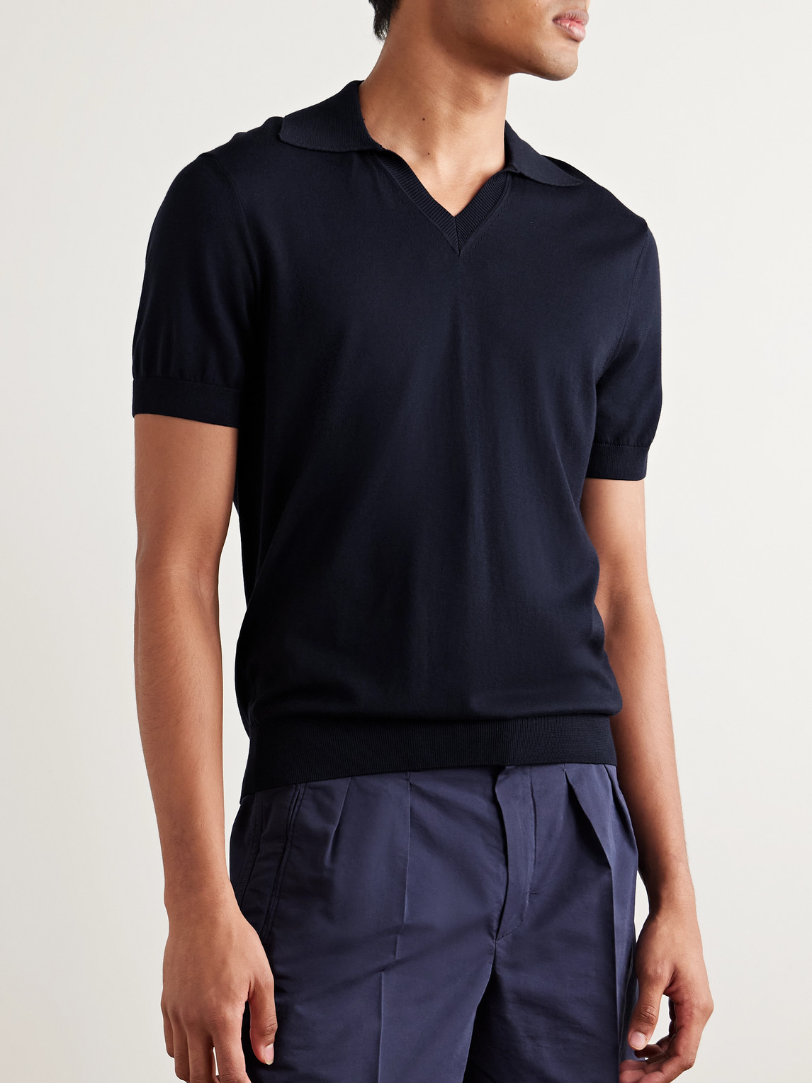 DUNHILL SLIM-FIT COTTON AND MULBERRY SILK-BLEND POLO SHIRT