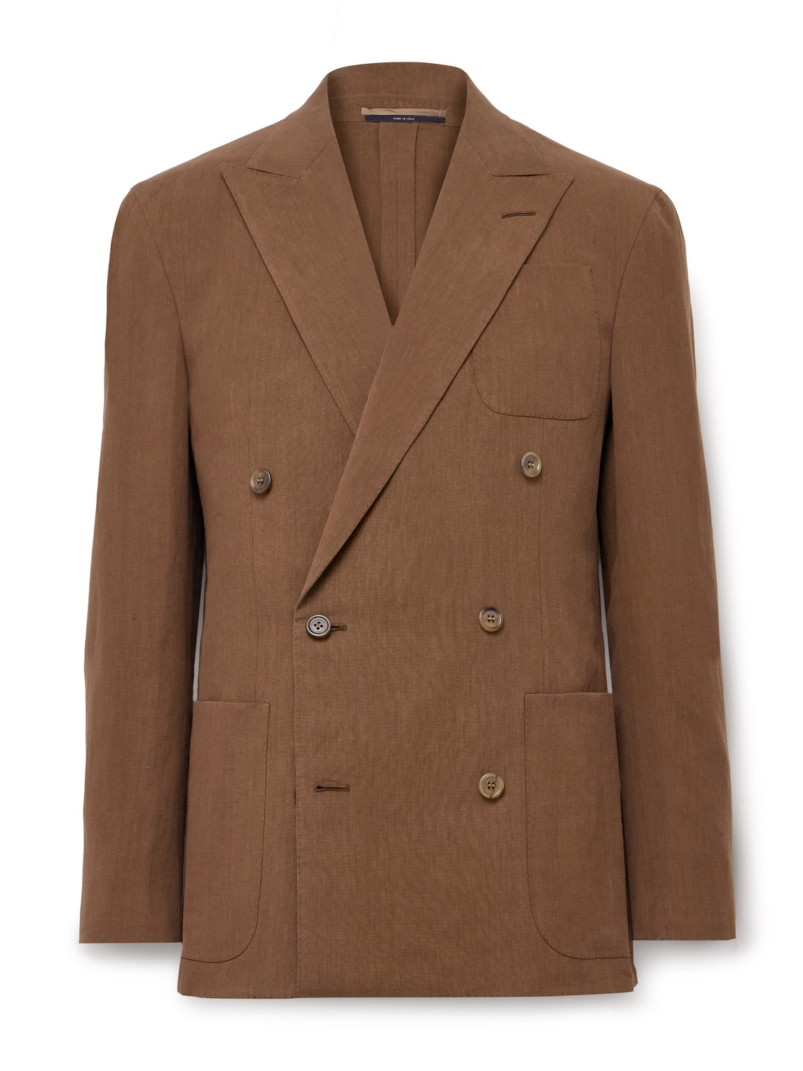 Dunhill Cavendish Double-breasted Linen Suit Jacket In Brown