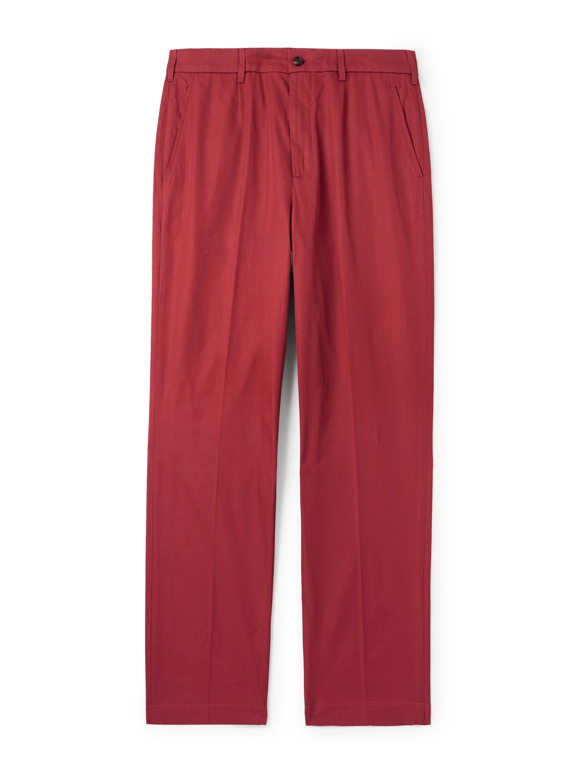 Slim-Fit Straight-Leg Pleated Cotton-Gabardine Chinos
