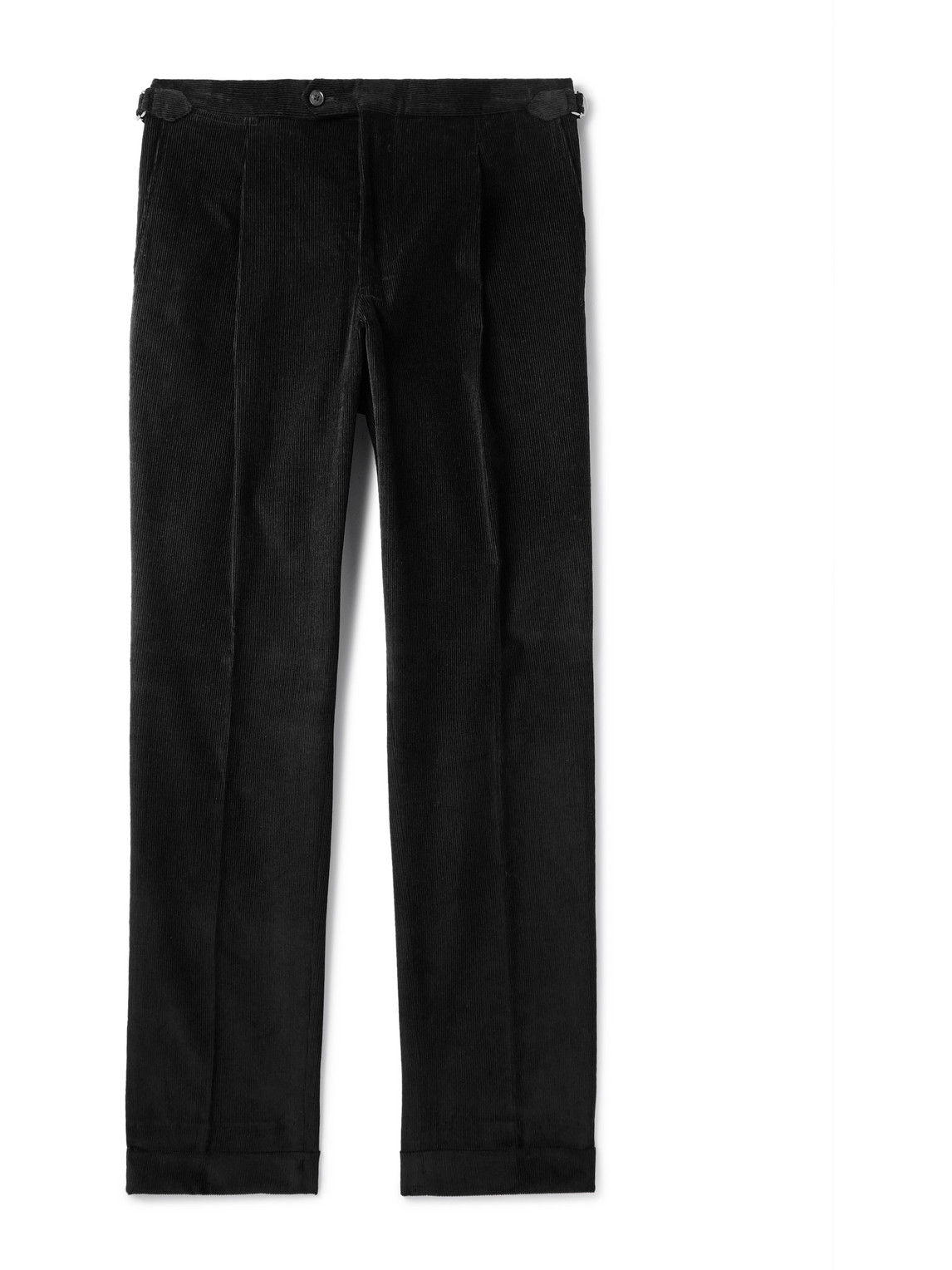 Slim-Fit Pleated Cotton-Corduroy Trousers